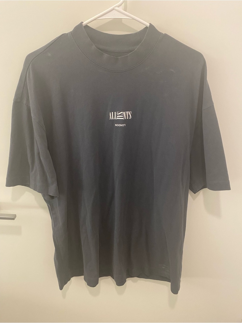 All Saints London Burman Scrambled Logo Short Sleeve Graphic Tee Shirt